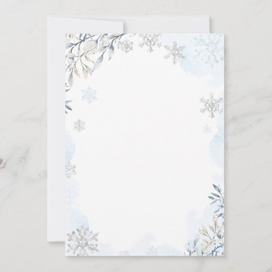 Winter Teddybeer Sneeuwvlokken Blue Boy Baby showe Kaart (Achterkant)