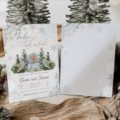 Winter Teddybeer Sneeuwvlokken Blue Boy Baby showe Kaart
