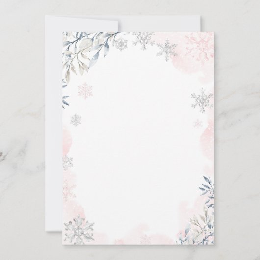 Winter Teddybeer sneeuwvlokken roze meisje Baby sh Kaart (Achterkant)