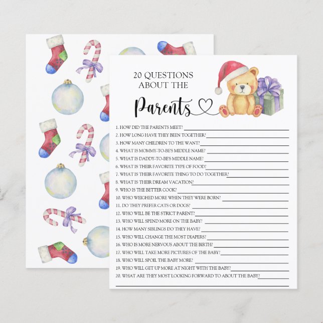 Winter teddybeer - spelletjes over de ouders (Voorkant / Achterkant)