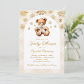 Winter Teddybeer Vakantie Babyshower Kaart (Staand voorkant)