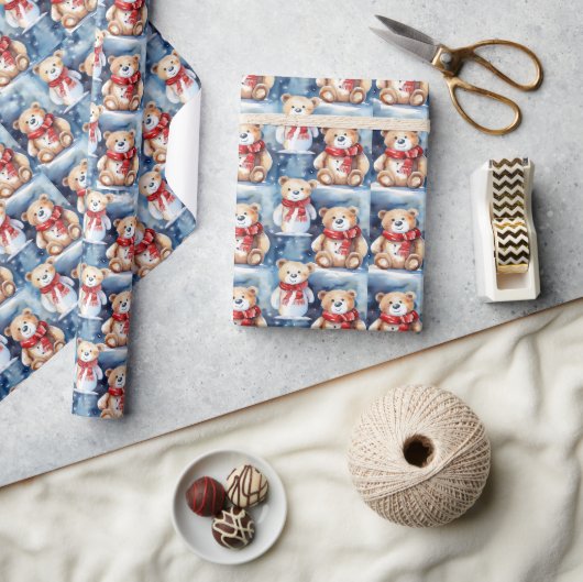 Winter Teddyberen Cadeaupapier (Crafts)
