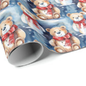 Winter Teddyberen Cadeaupapier (Rol Hoek)