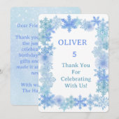 Winter Thank You Card, Minimalist Snowflake Thank  Bedankkaart (Voorkant / Achterkant)