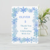 Winter Thank You Card, Minimalist Snowflake Thank  Bedankkaart (Staand voorkant)