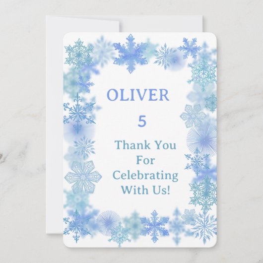 Winter Thank You Card, Minimalist Snowflake Thank  Bedankkaart (Voorkant)