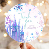 Winter Thank You Snowflakes Girl Snow Birthday Ronde Sticker
