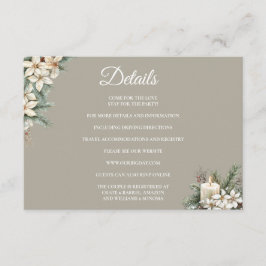 Winter Thema beige bloemkaart Details Informatiekaartje