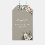 Winter thema beige bruiloft cadeaulabel (Achterkant)