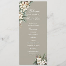 Winter Thema beige dubbele kant programma kaart