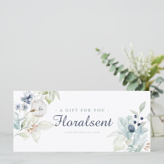 Winter Thema Bloemen Cadeaubewijs (Staand voorkant)