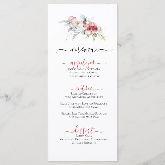 Winter thema bloemenillustratie plat menu (Voorkant)