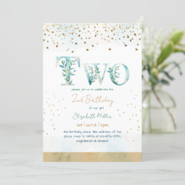Winter Thema Blue Gold Glitter Twee 2e verjaardag Kaart