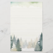 Winter thema groene dennenbomen gevoerd briefpapier (Voorkant)