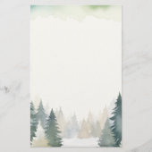 Winter thema groene pijnbomen vlakte briefpapier (Voorkant)