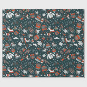 winter thema patroon cadeaupapier (Vlak)