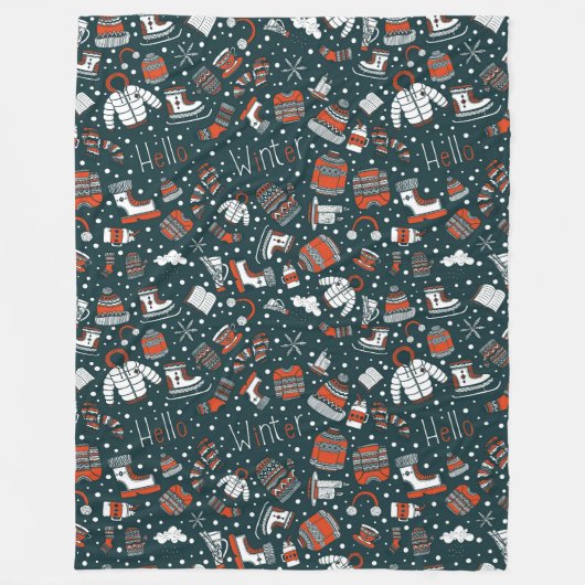 Winter thema patroon Fleece Deken (Voorkant)
