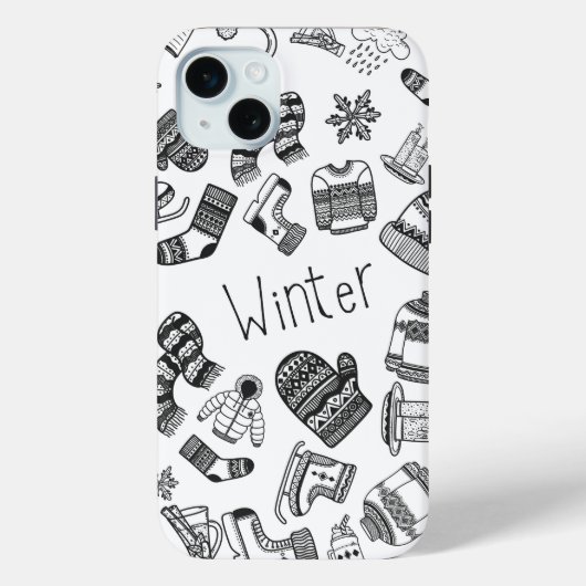 Winter thema patroon schets iPhone / iPad case (Achterkant)