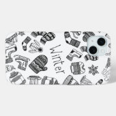 Winter thema patroon schets iPhone / iPad case (Achterkant (horizontaal))
