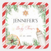Winter-thema Waterverf kerst Baby shower Vierkante Sticker (Voorkant)