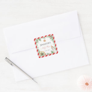 Winter-thema Waterverf kerst Baby shower Vierkante Sticker