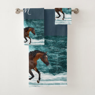 Winter Theme Galloping Arabian Horse Bad Handdoek