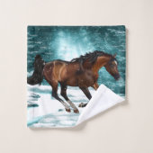 Winter Theme Galloping Arabian Horse Bad Handdoek (Wasdoekje)