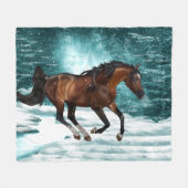 Winter Theme Galloping Arabian Horse Fleece Deken (Voorkant (Horizontaal))