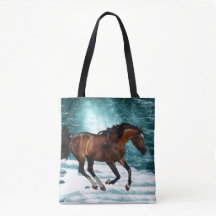 Winter Theme Galloping Arabian Horse