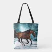 Winter Theme Galloping Arabian Horse Tote Bag (Achterkant)