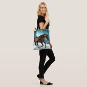 Winter Theme Galloping Arabian Horse Tote Bag (Op model)