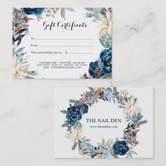 Winter Theme Gift Certificate Kortingskaartje (Voorkant / Achterkant)