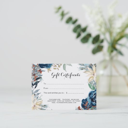 Winter Theme Gift Certificate Kortingskaartje (Staand voorkant)