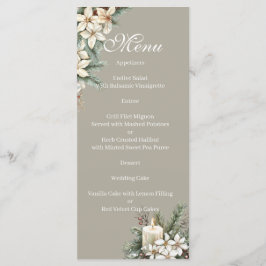 Winter themed Beige floral  Menu