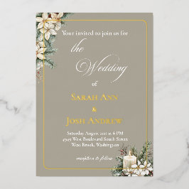 Winter themed beige folie uitnodiging