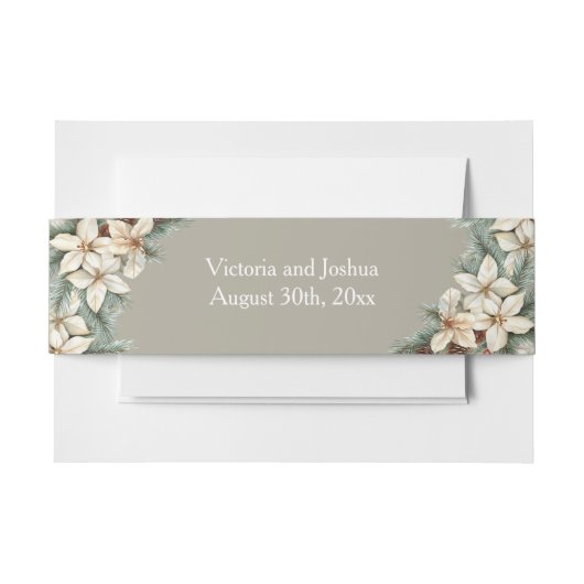 Winter Themed beige Uitnodigingen Wikkel (Voorkant Voorbeeld)