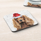 Winter Themed Cocker Spaniel Santa Dog Holiday Bier Onderzetter (Linkerzijde)