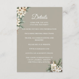 Winter themed floral Enclosure Card Details Informatiekaartje