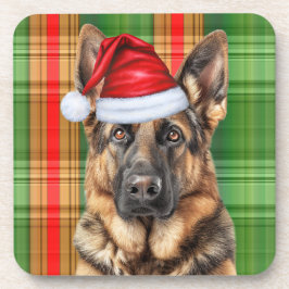 Winter Themed German Shepherd Dog Holiday Plaid Bier Onderzetter