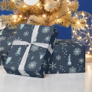 Winter Things Wrapping Paper - Dusk, Pauw, Munt Cadeaupapier