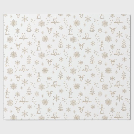 Winter Things Wrapping Paper - Sneeuw + Duif Cadeaupapier (Vlak)