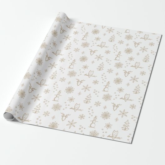 Winter Things Wrapping Paper - Sneeuw + Duif Cadeaupapier (Uitgerold)