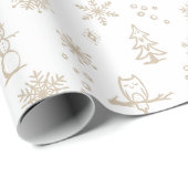 Winter Things Wrapping Paper - Sneeuw + Duif Cadeaupapier (Rol Hoek)