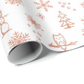 Winter Things Wrapping Paper - Sneeuw + Koraal Cadeaupapier (Rol Hoek)