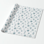 Winter Things Wrapping Paper - Sneeuw + Pauw Cadeaupapier (Uitgerold)