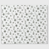 Winter Things Wrapping Paper - Sneeuw + Pine Cadeaupapier (Vlak)