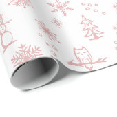 Winter Things Wrapping Paper - Sneeuw + Roos Cadeaupapier (Rol Hoek)