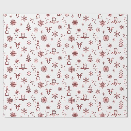 Winter Things Wrapping Paper - Sneeuw + Ruby Cadeaupapier (Vlak)