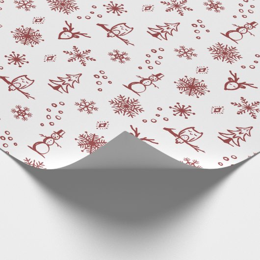 Winter Things Wrapping Paper - Sneeuw + Ruby Cadeaupapier (Hoek)