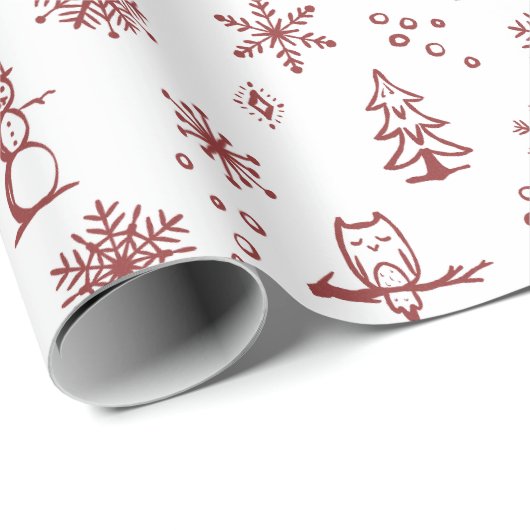 Winter Things Wrapping Paper - Sneeuw + Ruby Cadeaupapier (Rol Hoek)